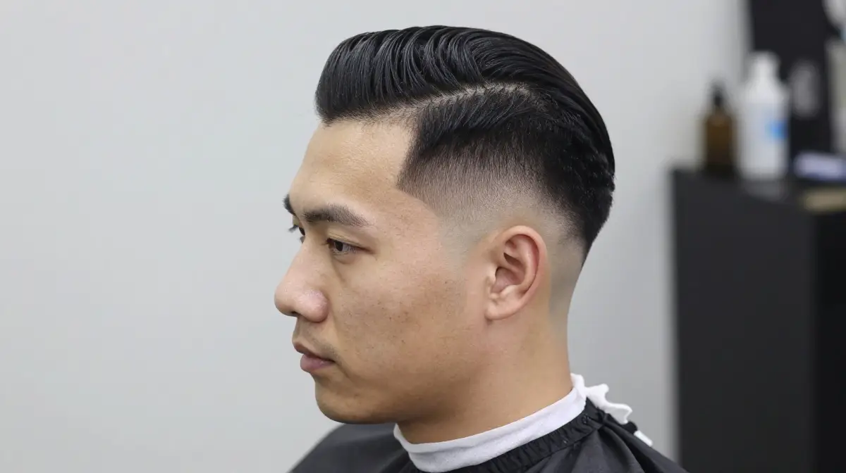 Low Taper Fade with Slick Back