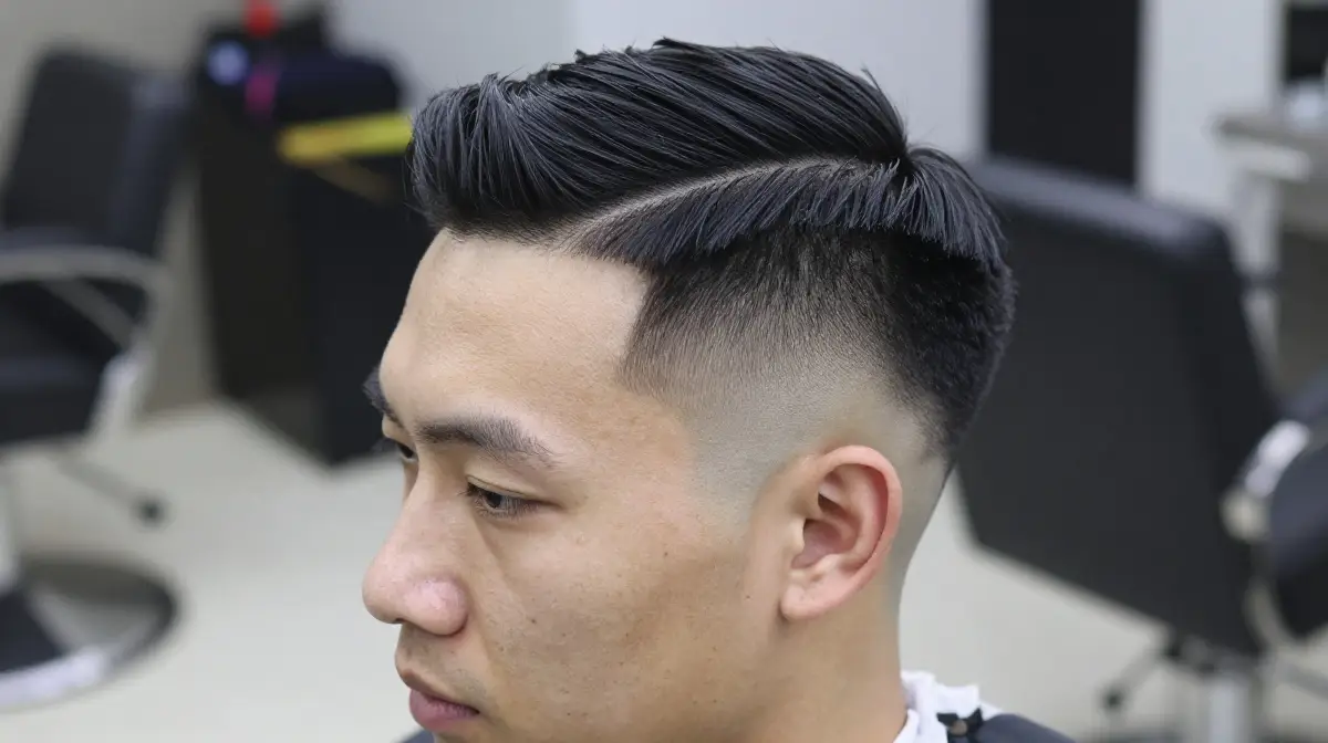 Low Temple Fade with Side Part