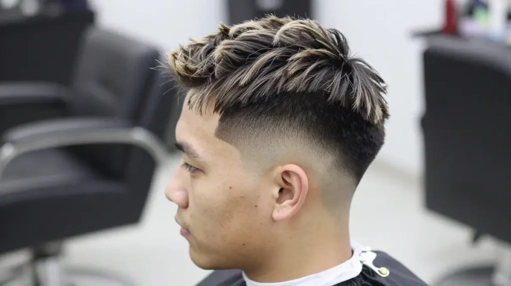 Men Hair Highlights with Fade Haircut