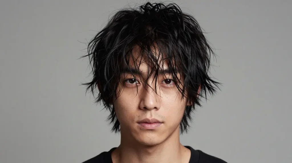 Messy Textured Fringe for Asian Men