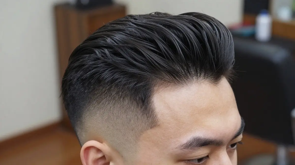 Mid Bald Fade with Pompadour