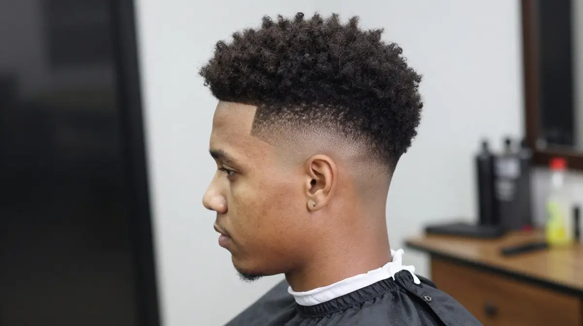 Natural Afro High Top Fade