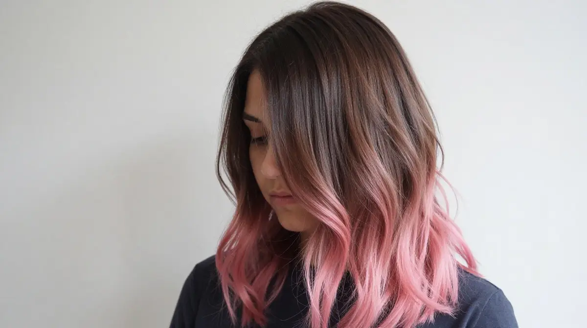 Ombre from Dark Root to Dusty Rose
