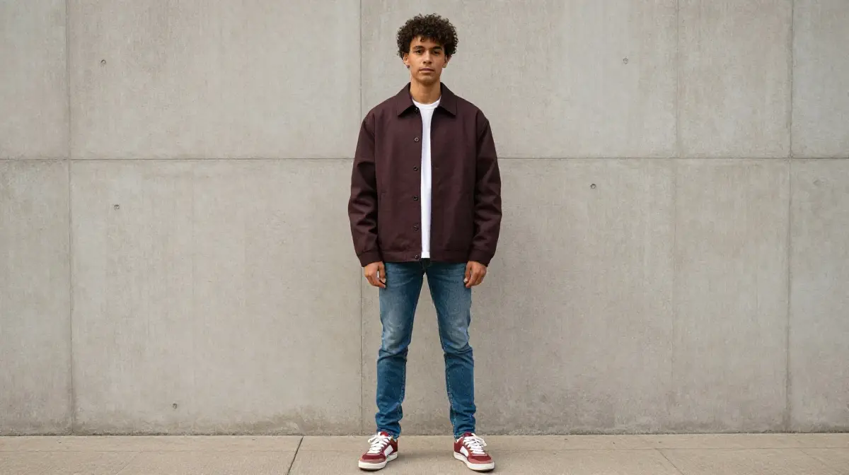 Oversized Coach Jacket with Slim Fit Jeans