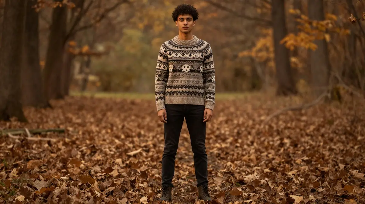 Printed Knit Sweater with Dark Jeans