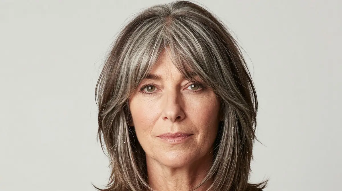 Salt and Pepper Bangs Over 50