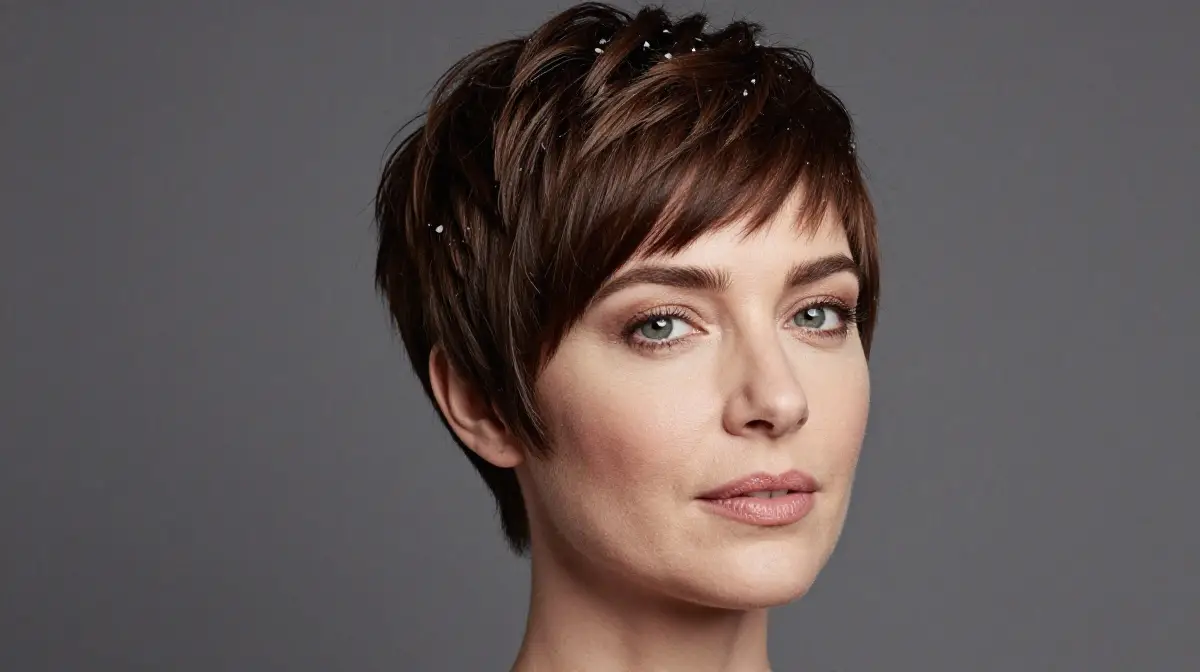 Salt and Pepper Pixie with Side Sweep