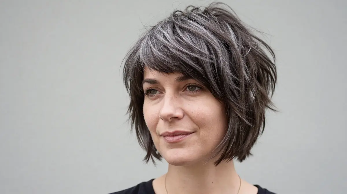 Salt and Pepper Shag Haircut