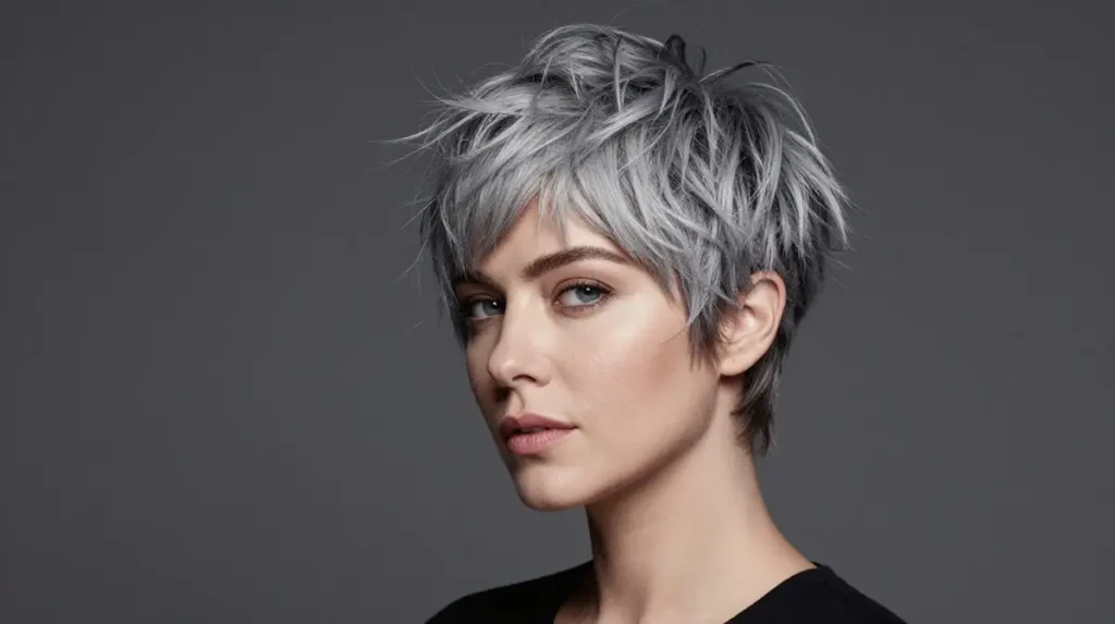 Shaggy Pixie for Gray Hair