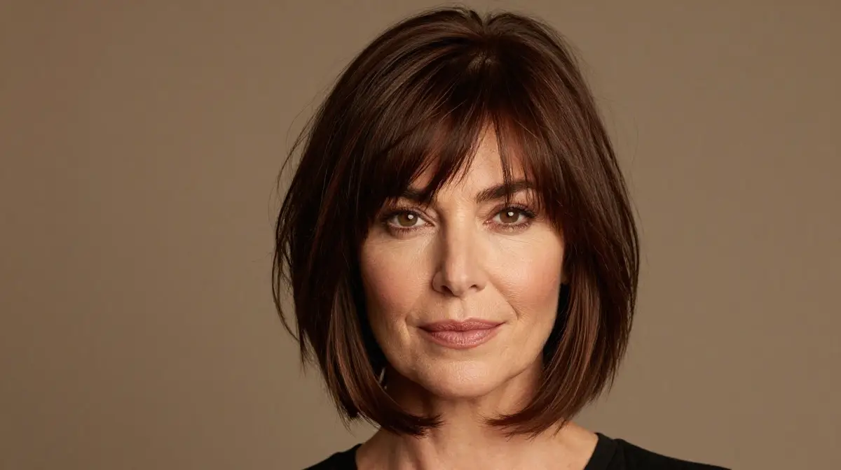 Short Layered Bob with Curtain Bangs