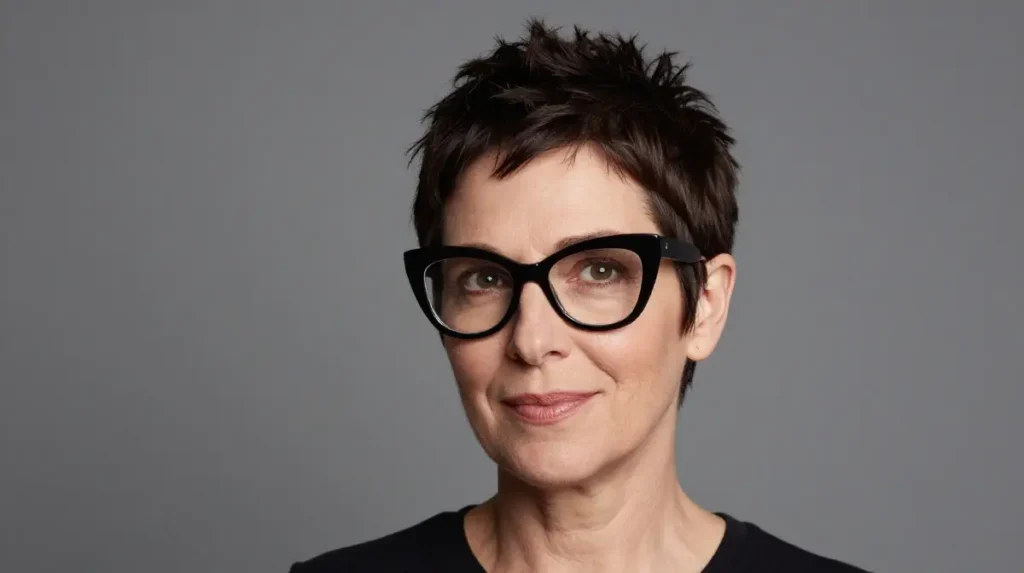 Short Pixie with Bold Glasses Frames for Women Over 50