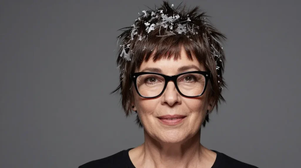 Short Shag with Glasses for Women Over 50