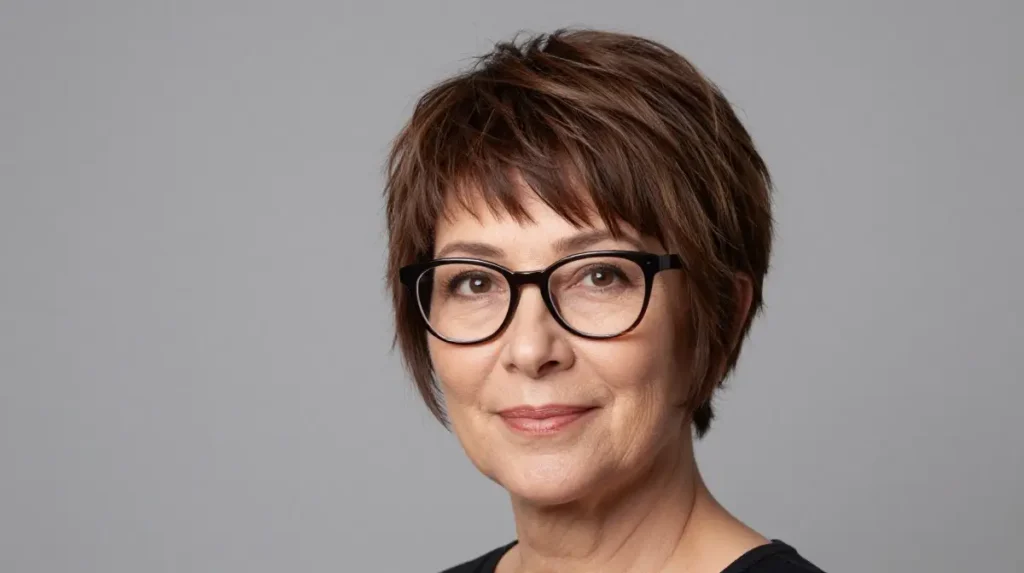 Short Style for Fine Hair with Glasses Over 50