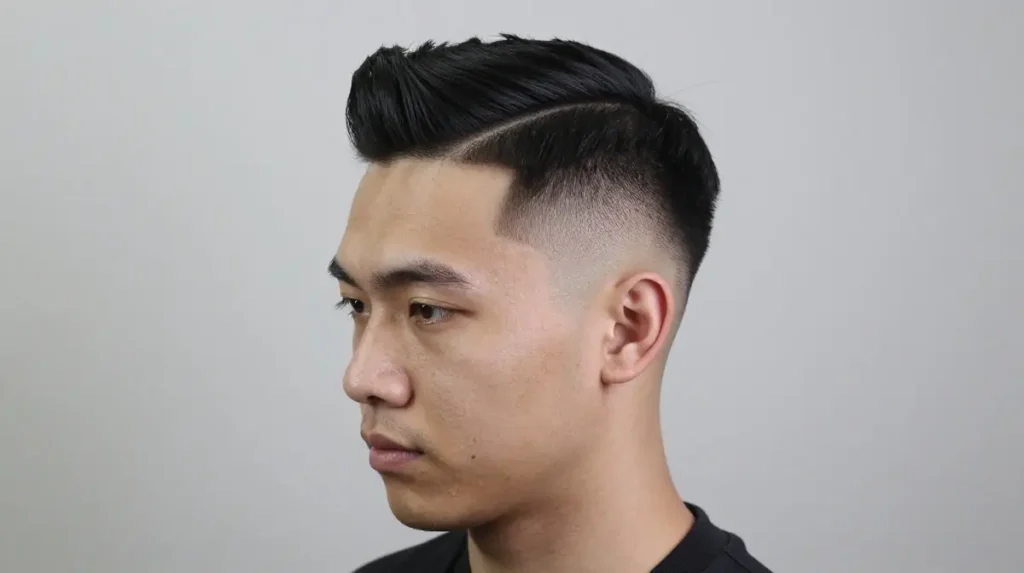 Side Part High Fade for Triangle Face