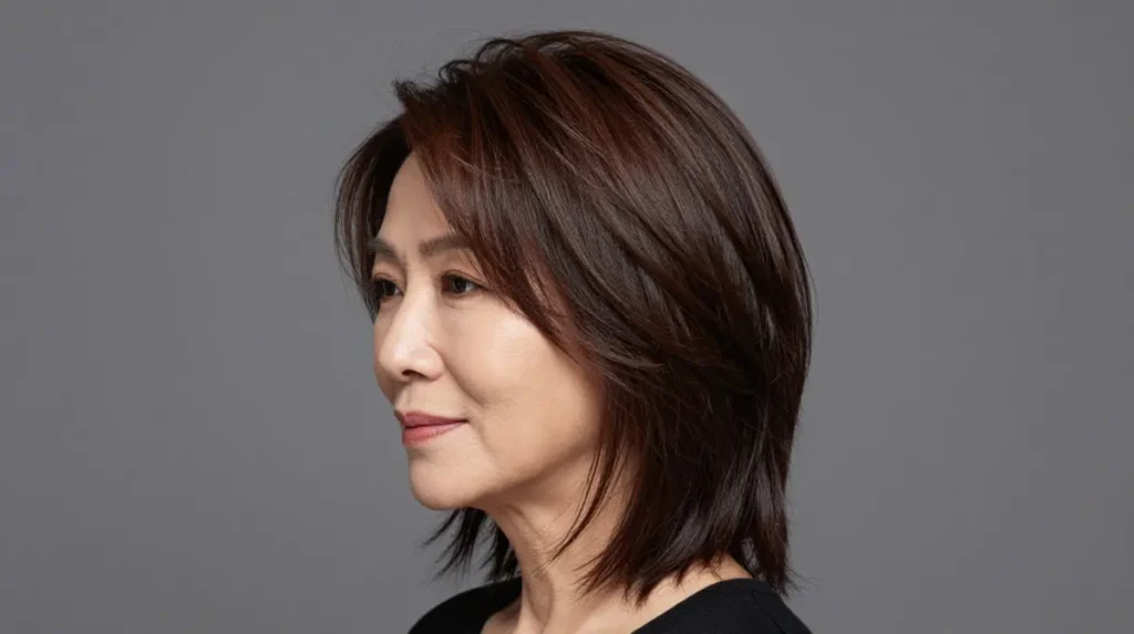 Side Part Layered Style for Thinning Crown