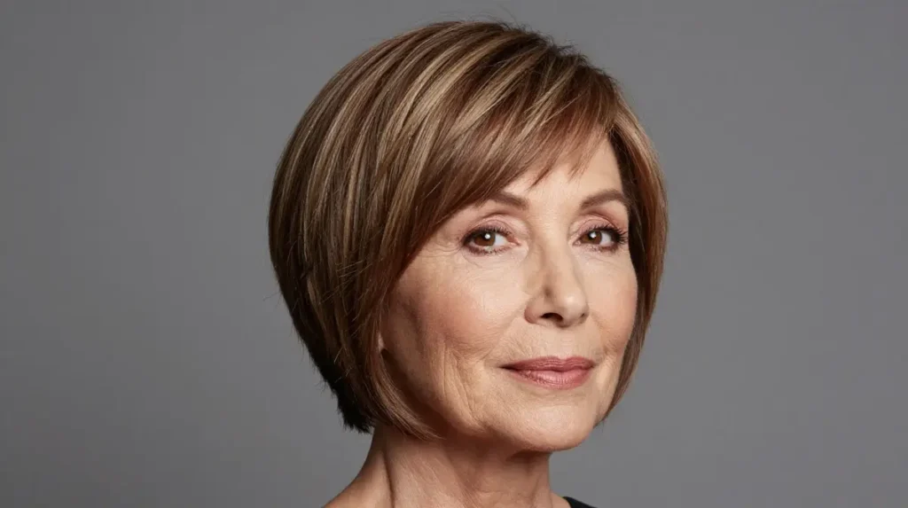 Side-Swept Bangs with Short Fine Hair at 60