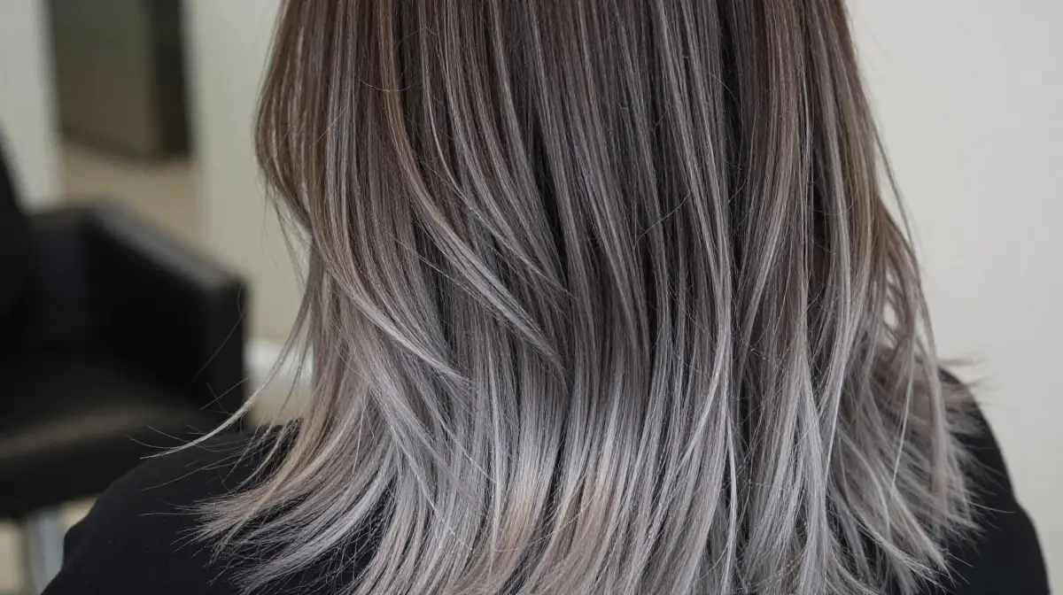 Silver Balayage on Dark Brown Hair
