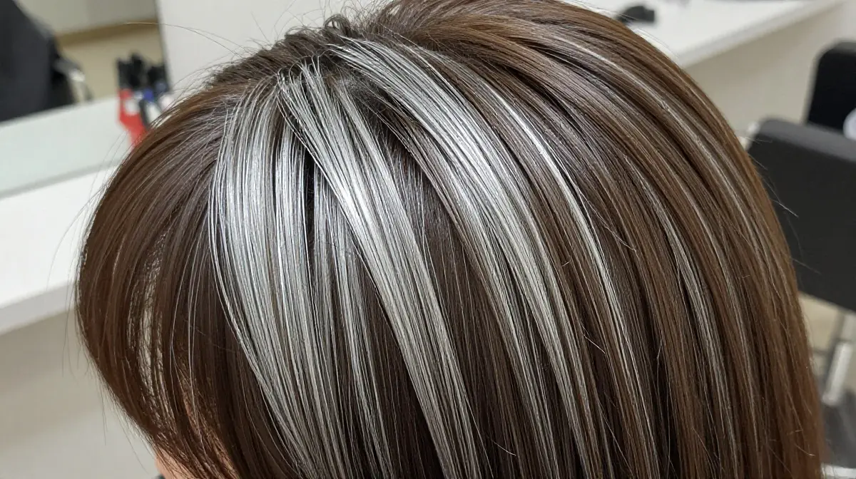 Silver Foil Highlights on Brown Hair