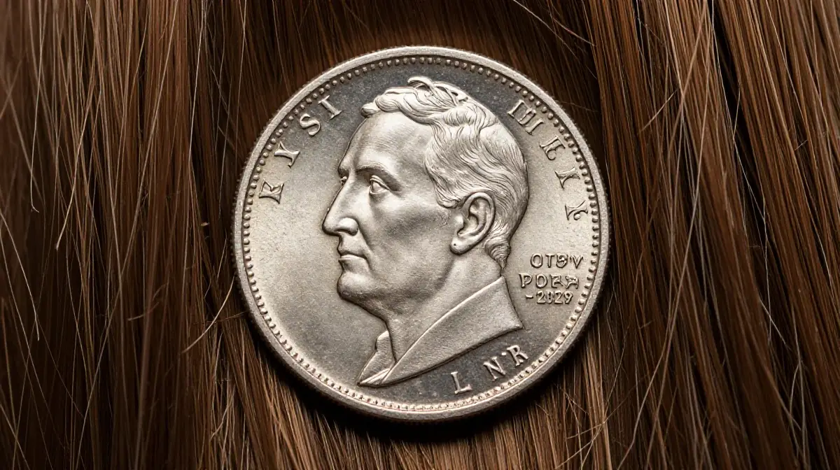 Silver Money Piece on Brown Hair