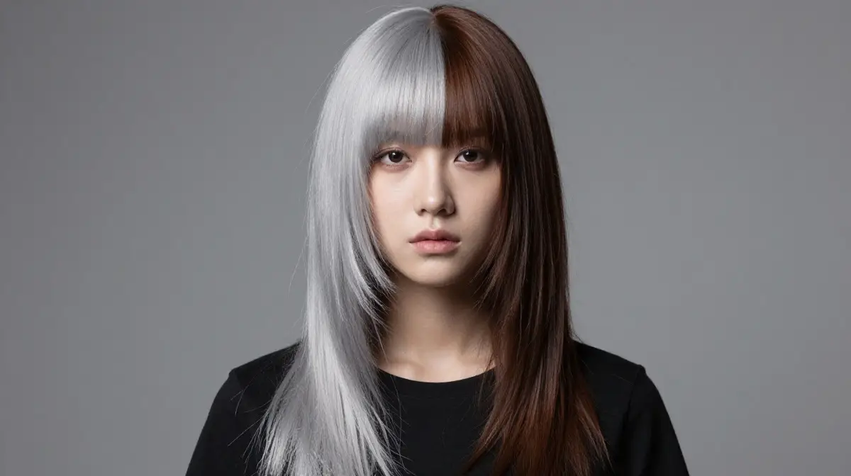 Silver and Brown Two-Tone Hair