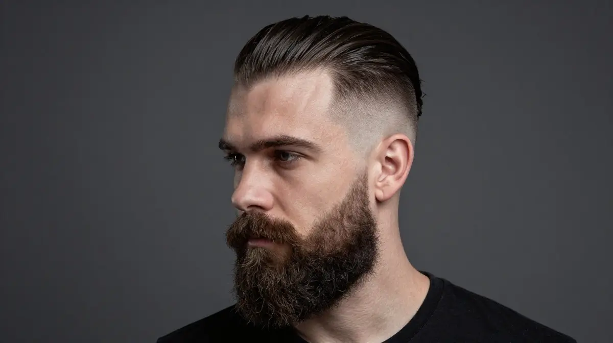 Slicked Back Undercut with Beard