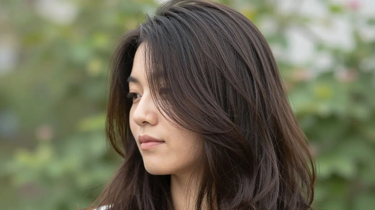 Soft Brown Sombre on Black Hair