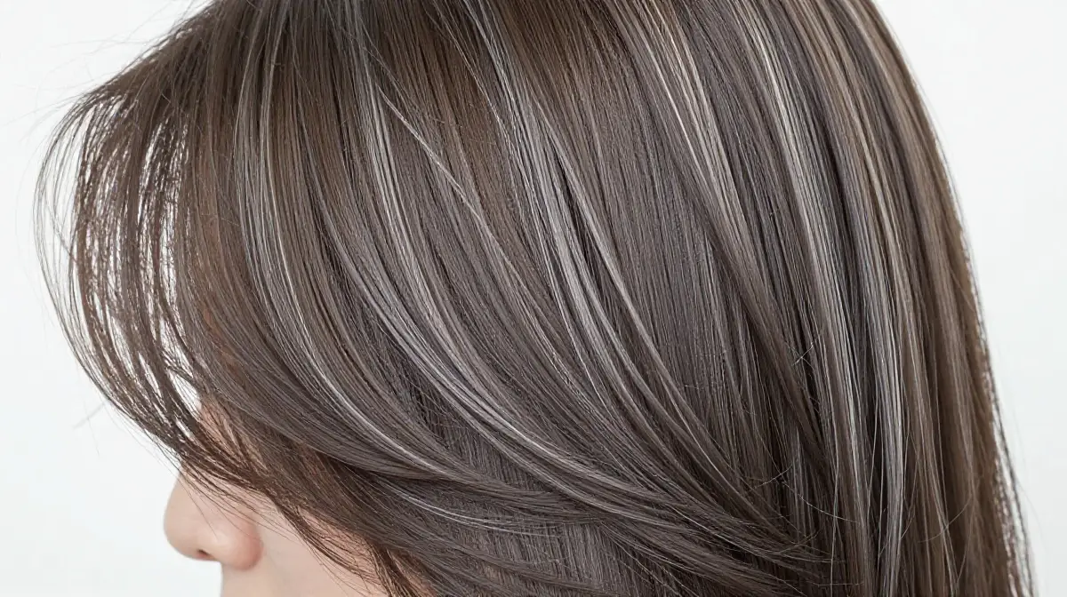 Soft Silver Highlights on Brown Hair
