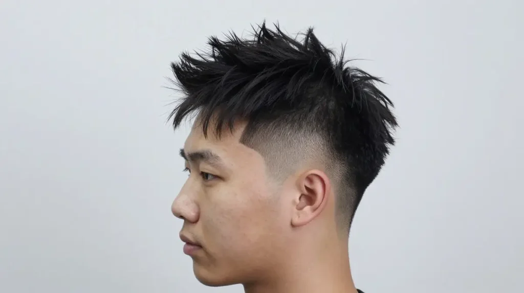 Spiky Hair with Fade for Asian Men