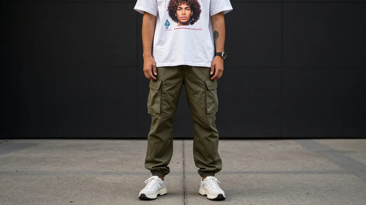 Streetwear Cargo Pants with Graphic Tee