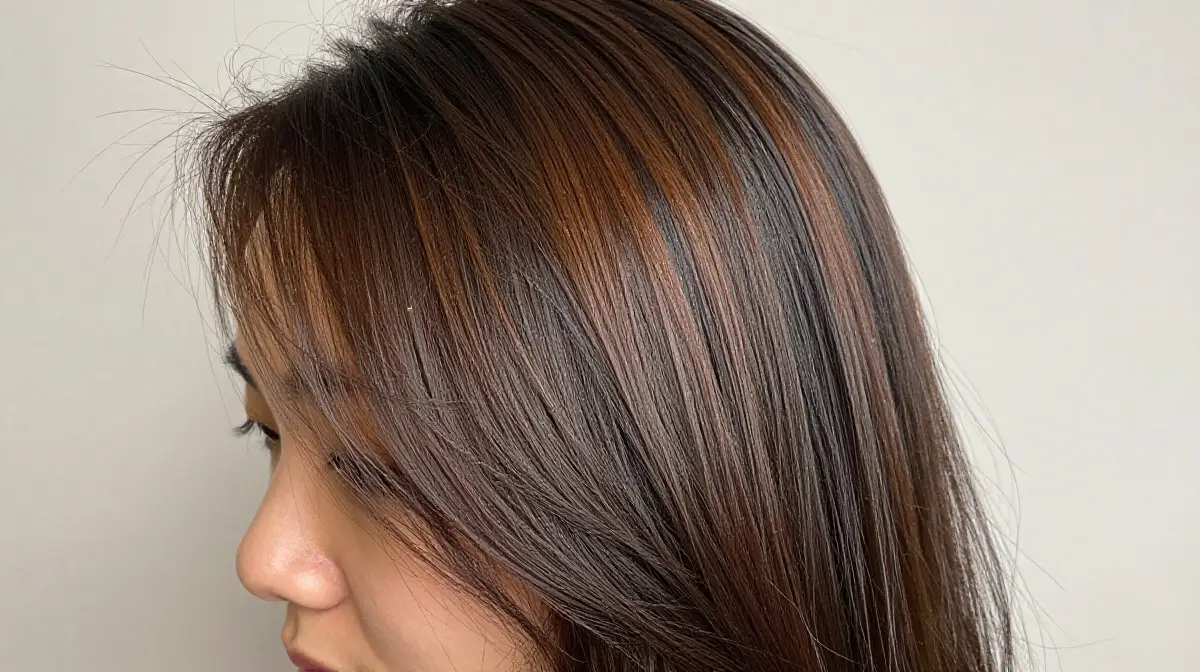 Subtle Brown Babylights on Black Hair
