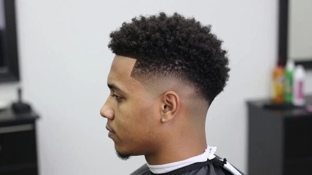 Temple Fade with Afro