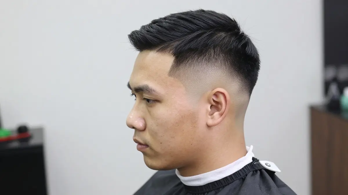 Temple Fade with Comb Over