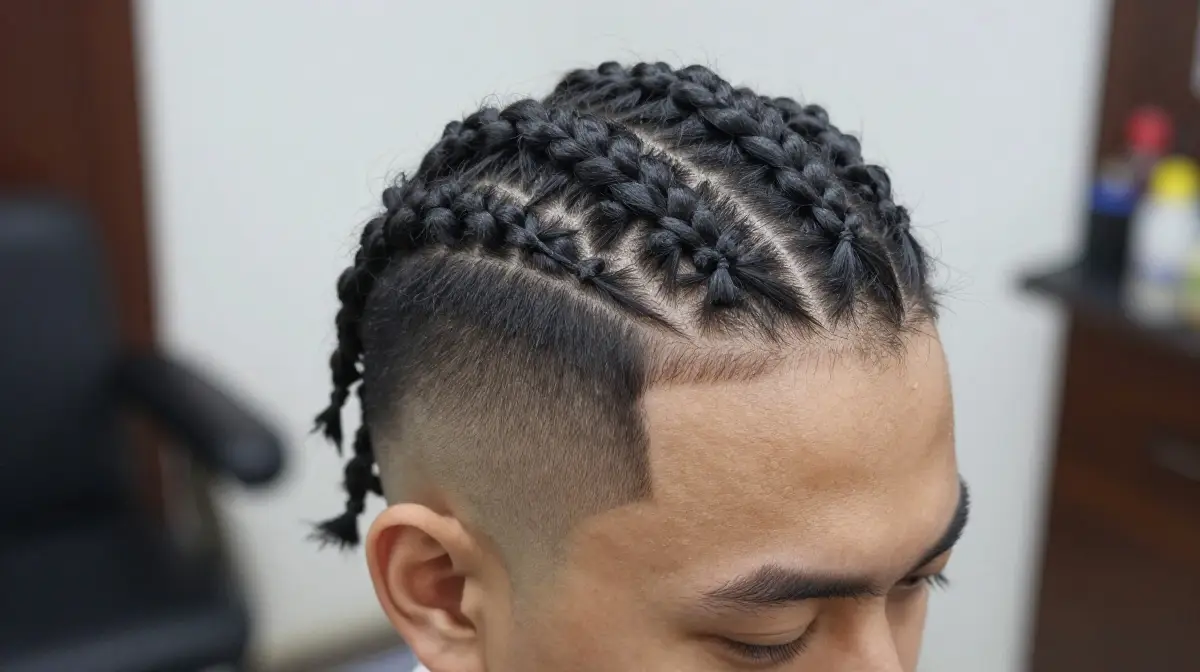 Temple Fade with Cornrows