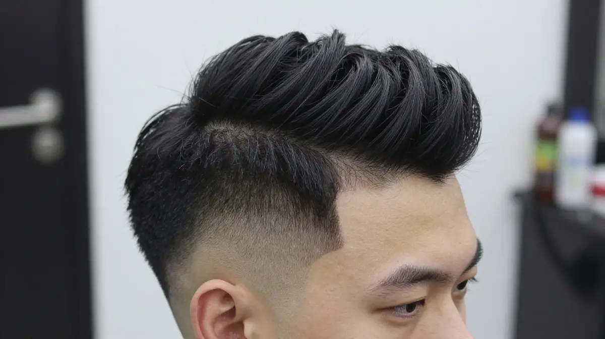 Temple Fade with Pompadour