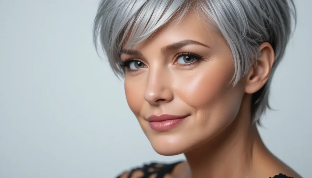 The Short Silver Pixie for Grey Hair Transition