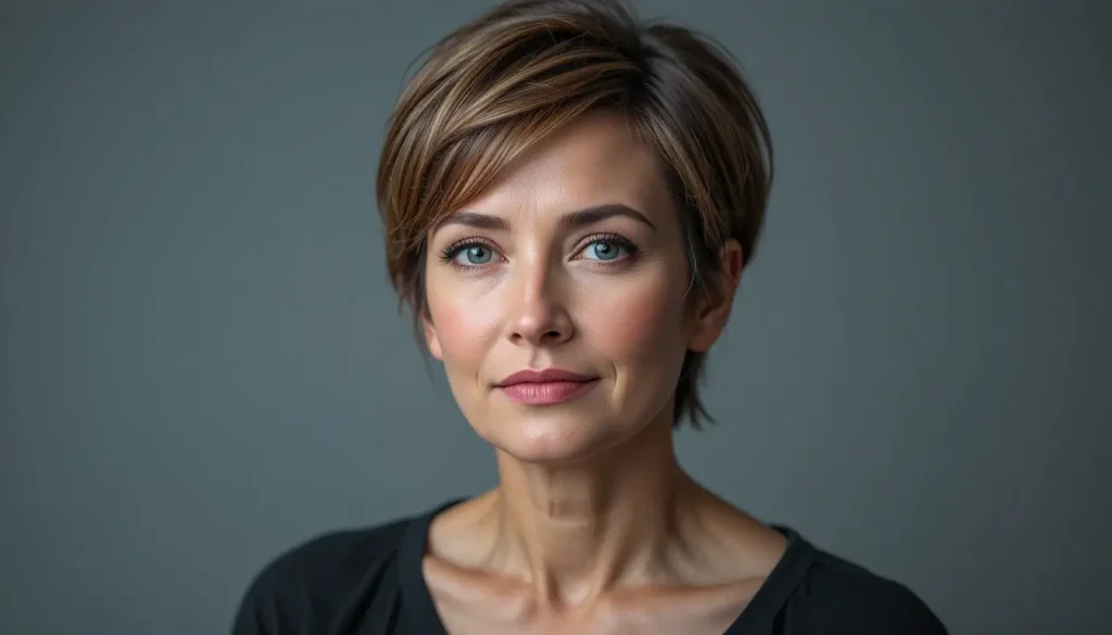 The Side Swept Pixie With Bangs