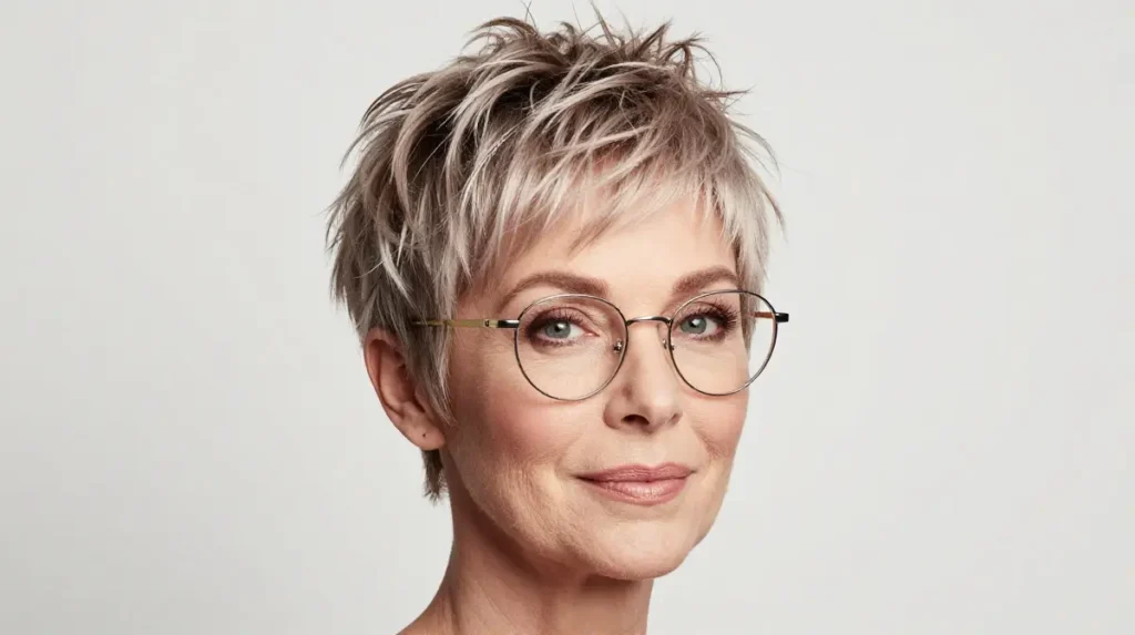 Wispy Pixie Cut with Glasses