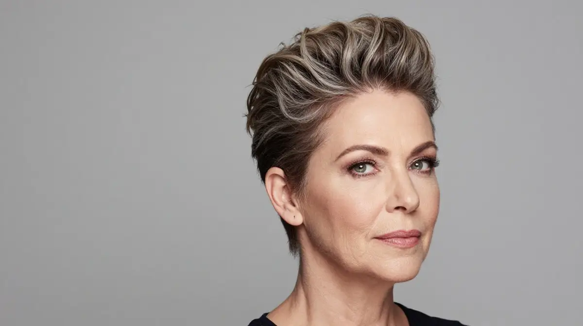 Woman Salt and Pepper Pompadour