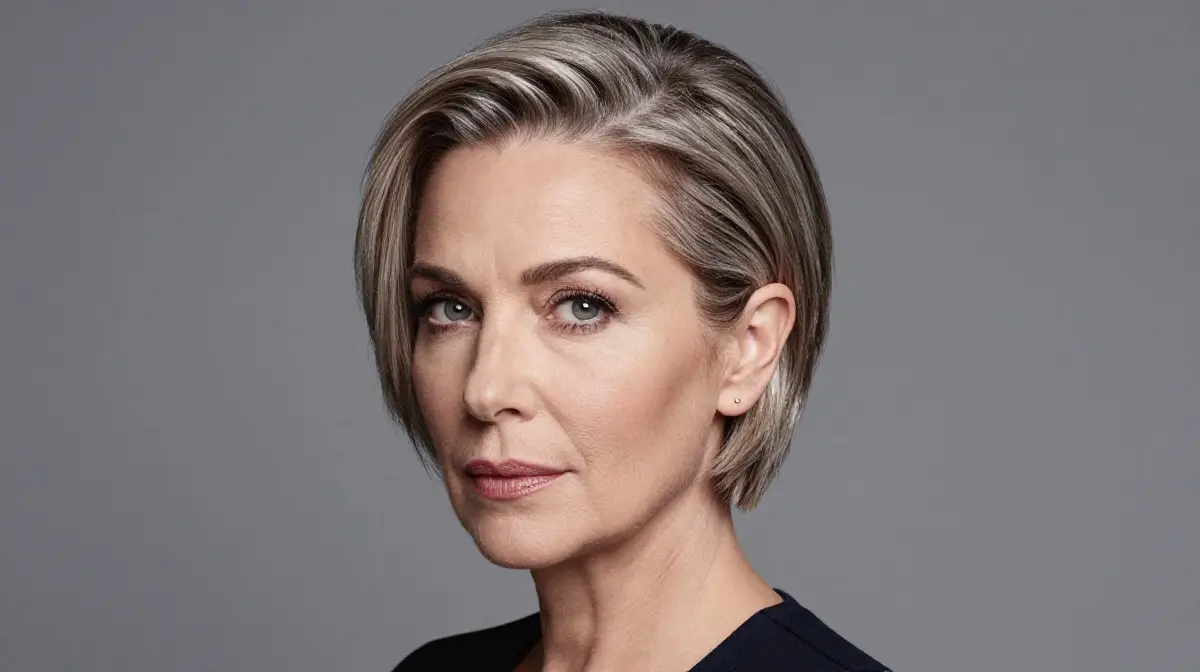 Woman Salt and Pepper Side Part