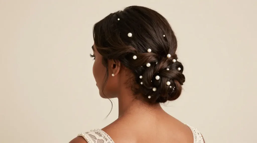 Accessorized Updo with Pearl Pins