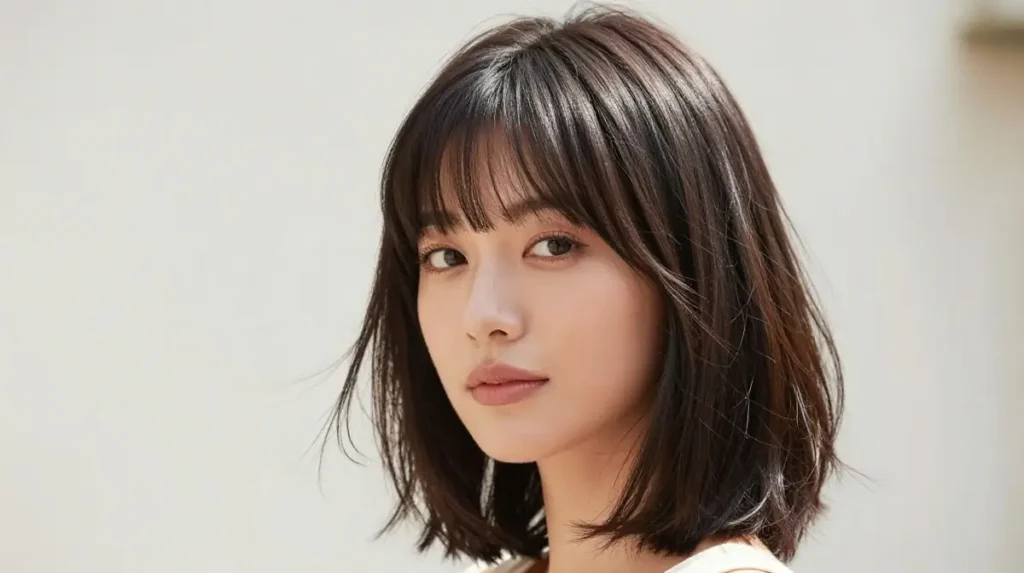Collarbone Length Hair with Side Bangs