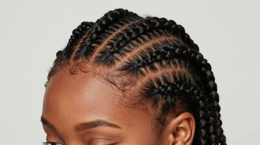 Cornrows with Creative Parting