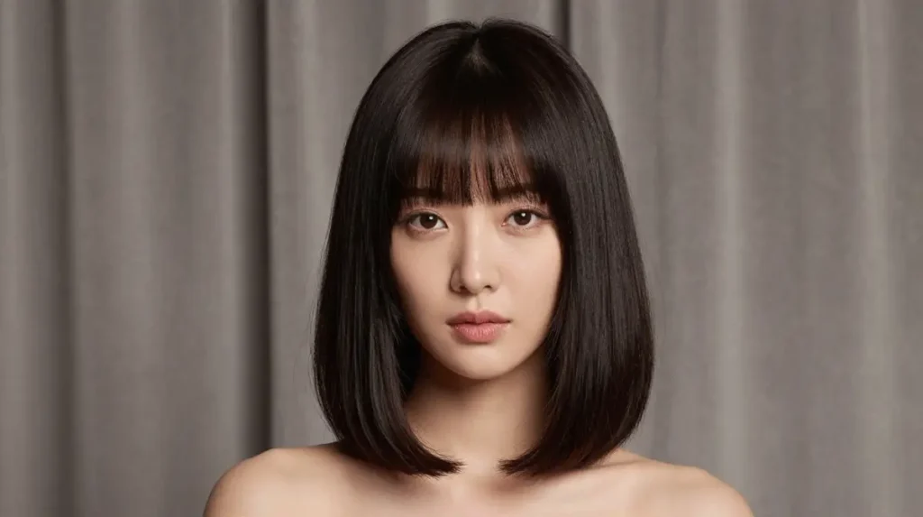 Curtain Bangs on a Long Bob
