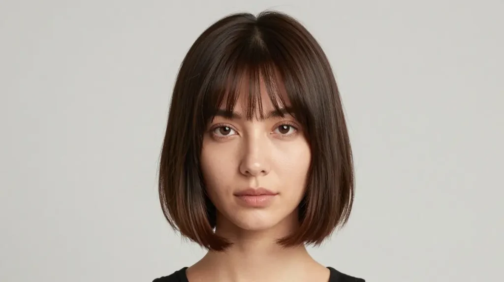 Curtain Bangs with a Bob-Length Cut