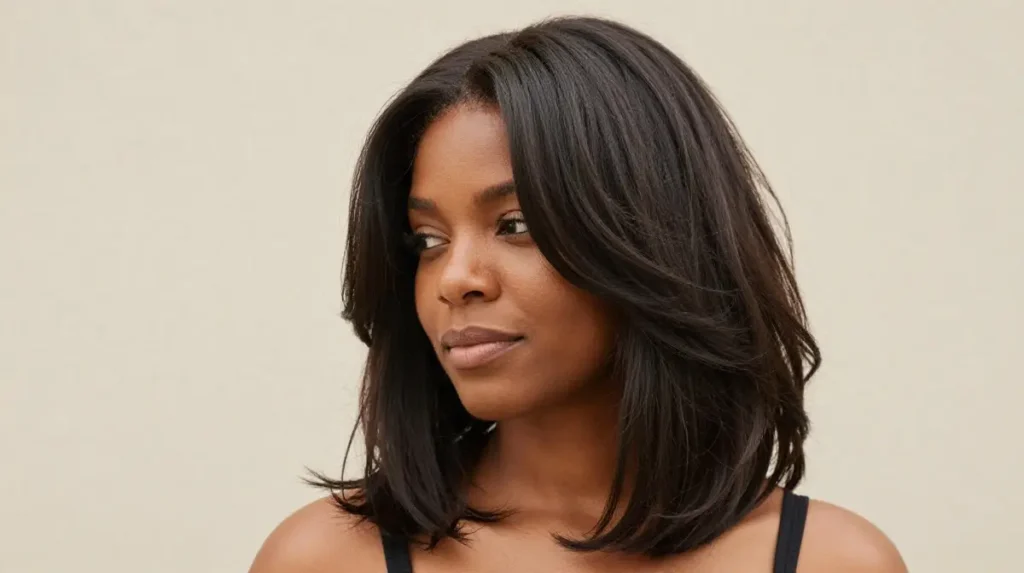 Feathered Layers on Shoulder Length Hair