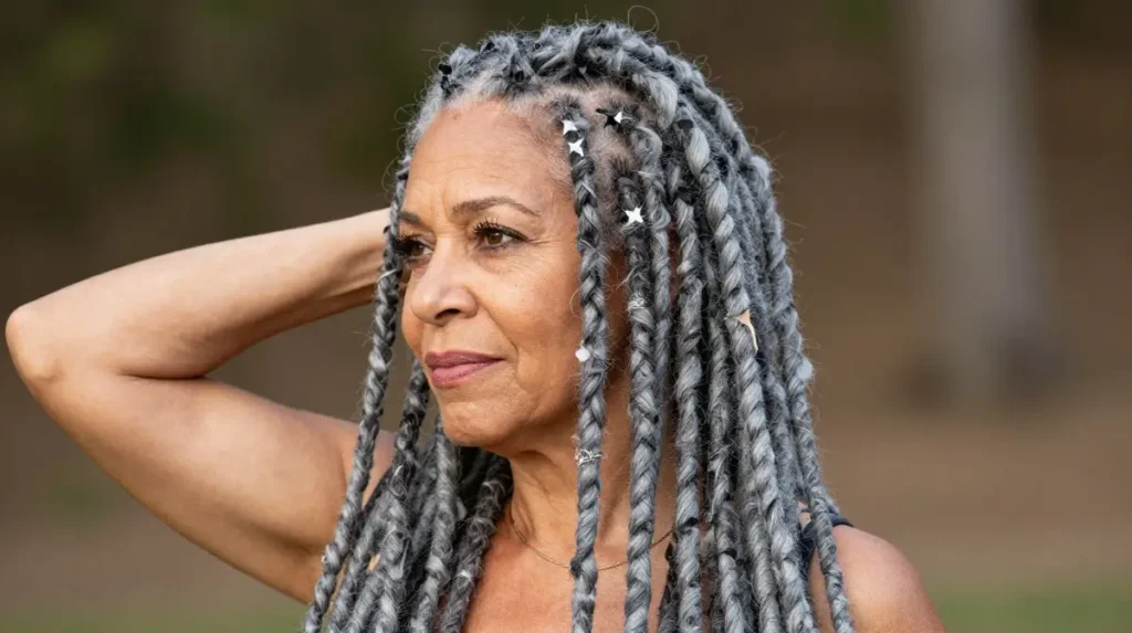Gray Butterfly Locs for a Trendy Touch