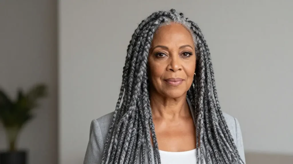 Gray Faux Locs for Protective Styling