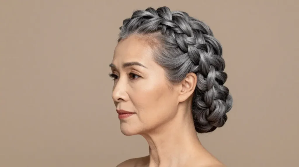 Gray Goddess Braids with Updo Options
