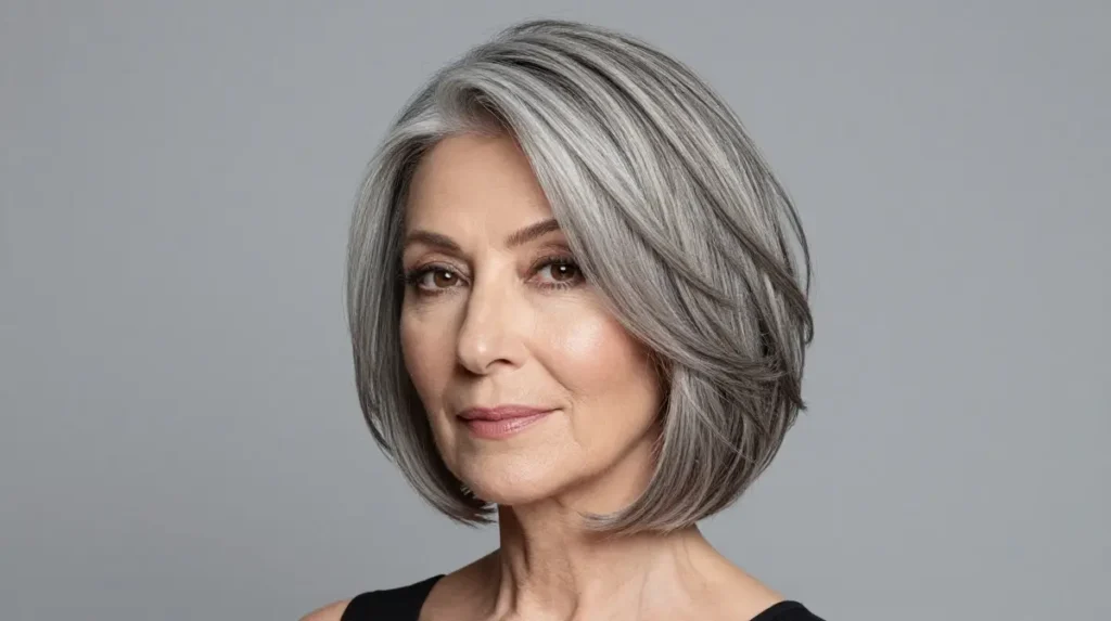Gray Layered Bob with Subtle Highlights