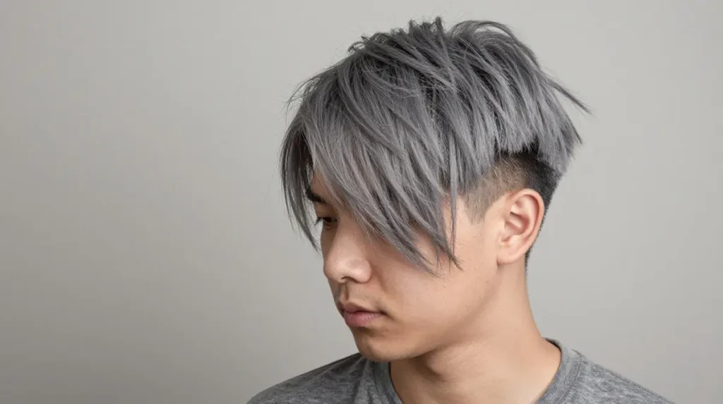 Grey Hair Textured Crop With Fringe